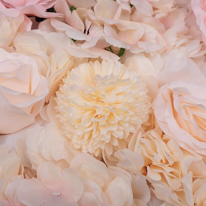 Gdrasuya10 6pcs Realistic Flower Wall Background Artificial Flowers Wall Backdrop Panel 3D Silk Rose Fake Flower Wall Panel Banquet Wedding Party Decor, Photography Background 60 x 40 cm