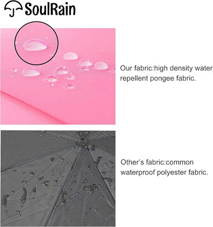 SoulRain 16 Ribs 48" Stick Umbrella Auto Open Solid Color Fashionable and Simple，Arc Classic Wood Handle，Windproof Unbreakable Stick Rain Umbrella