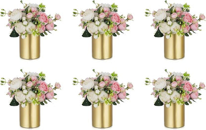 NUPTIO Gold Vases for Centerpieces Wedding: 6 Pcs 5.1 inch Tall Metal Flower Vase Flowers Stand Wedding Centerpieces for Tables Centerpiece Table Decorations