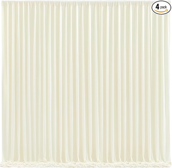 Wish Care Ivory Backdrop Curtains 4 Panels - Wrinkle-Free Polyester Photography Drapes for Wedding, Baby Shower, Birthday Party & More - 16 X10FT (Ivory)