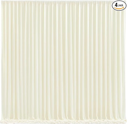 Wish Care Ivory Backdrop Curtains 4 Panels - Wrinkle-Free Polyester Photography Drapes for Wedding, Baby Shower, Birthday Party & More - 16 X10FT (Ivory)