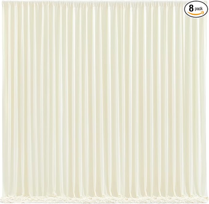 Ivory Backdrop Curtain 8 Panels-Wrinkle-Free Ivory Curtains Polyester Photography Drapes for Wedding Party Baby Shower Photo Background Decorations- 32 X10FT