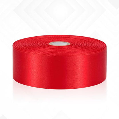Red Satin Ribbon 1-1/2 Inch 60 Yards, Solid Polyester Fabric Ribbon for Gift Wrapping, Flower Bouquet, Crafts, Handmade Roses, Christmas, Wedding and Hair Accessories
