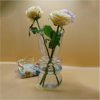 10-inch Tall Glass vase, a Simple and Sturdy Flower Container, Perfect for Dining Tables, Living Room and Table Placement (White)
