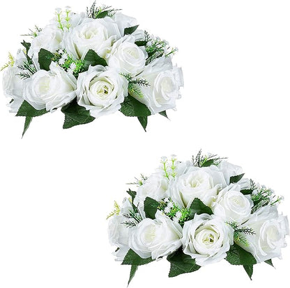 Sziqiqi Pack of 2 Fake Flowers, Silk Rose Flowers, Suit for Wedding/Party Centerpiece Road Lead Flower Rack Decorations, 2 Pieces