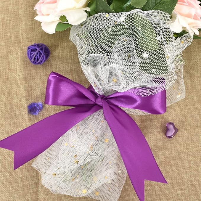 TONIFUL 1-1/2 Inch (40mm) x 100 Yards Purple Wide Satin Ribbon Solid Fabric Ribbon for Gift Wrapping Chair Sash Valentine's Day Wedding Birthday Party Decoration Hair Floral Craft Sewing Halloween
