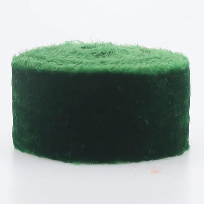 Dark Green Velvet Ribbon for Christmas Tree Decorations Frayed Silk Velvet Ribbon 1.5 Inch for Gift Wrapping, Christmas Tree, Wedding Vow Books -3yards