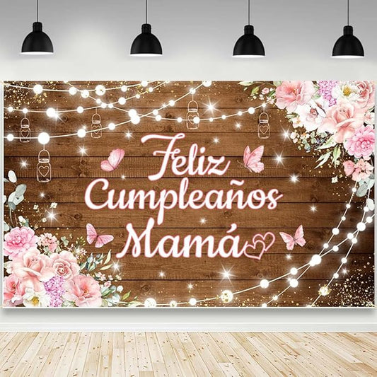 Feliz Cumpleaños Mama Backdrop Mexico Happy Birthday Mom Photography Background Best Mother Ever I Love Mom Birthday Party Decorations Banner Photo Studio Props 84 x 59inch