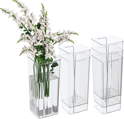 6 Pack 9.25 Inch Tall Flowers Vase, Clear Acrylic Bud Vase for Wedding Decorations, Home Decor, Housewarming Gift