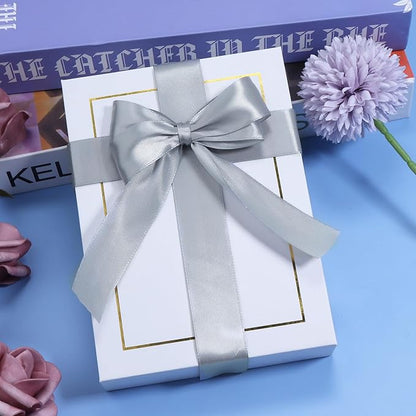 Grey Ribbon for Gift Wrapping, 1 inch Polyester Satin Hair Ribbons for Flower Bouquet, Weeding Decoration, Baby Shower, Crafts Bows Fabric Christmas Ribbon 25 Yards