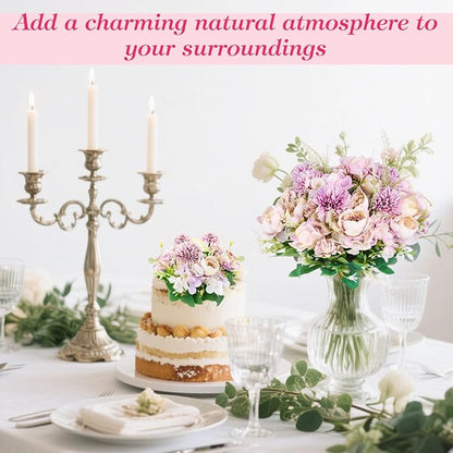 Olgaa 12 Bundles Peonies Artificial Flowers Silk Flowers Fake Peony Bouquet Faux Peonies Flowers Bulk for Wedding Decor Centerpiece Table Decorations (Light Purple)