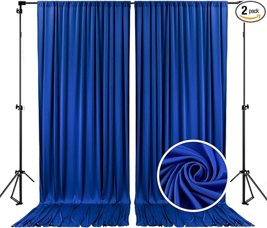 10 x 10 Feet Blue Backdrop Curtain for Partie, Background Curtains for Photoshoot, Birthday, Wedding, Halloween, Thanksgiving, Christmas, New Year Party Decorations 5Ft x 10Ft, 2 Panels