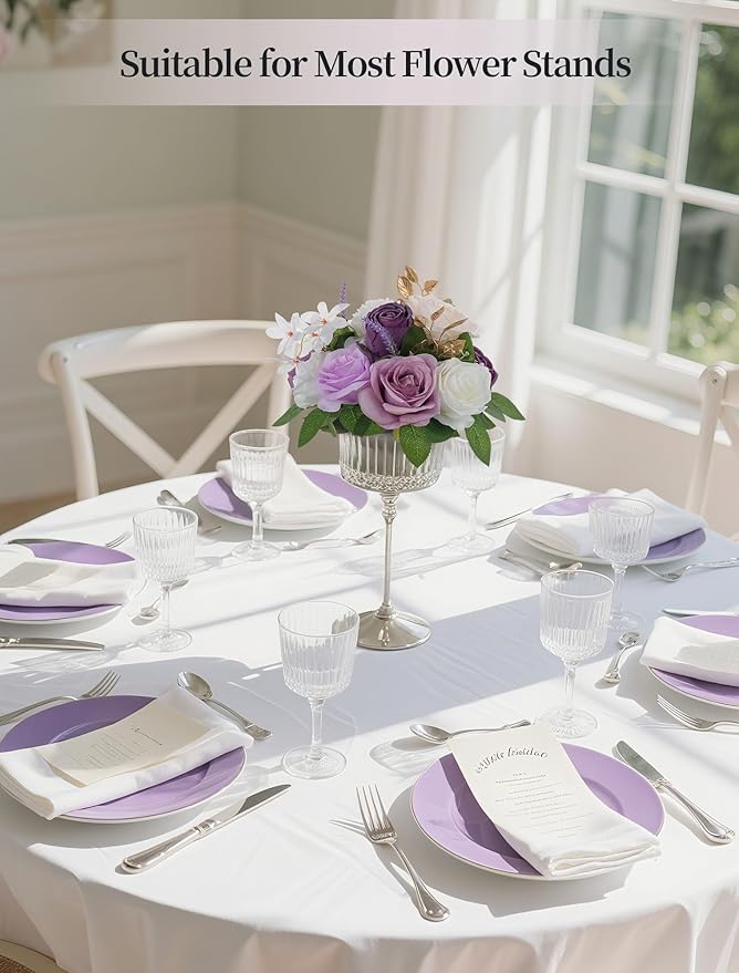 BLOSMON Artificial Flowers Ball Wedding Centerpieces 2 Pcs Lilac Rose Artificial Flower Center Pieces Decoration for Table Silk Kissing Ball Faux Floral Bouquet Arrangements for Home Party DIY Decor