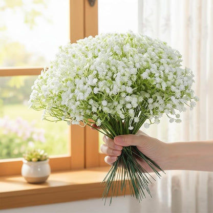 150PCS Babys Breath Artificial Flowers, Bulk Faux Baby Breath Flower Babys Breaths White Gypsophila Real Touch Wedding Flower Bouquet for Wedding Party Bouquet Garden Home Decor-11.81inches