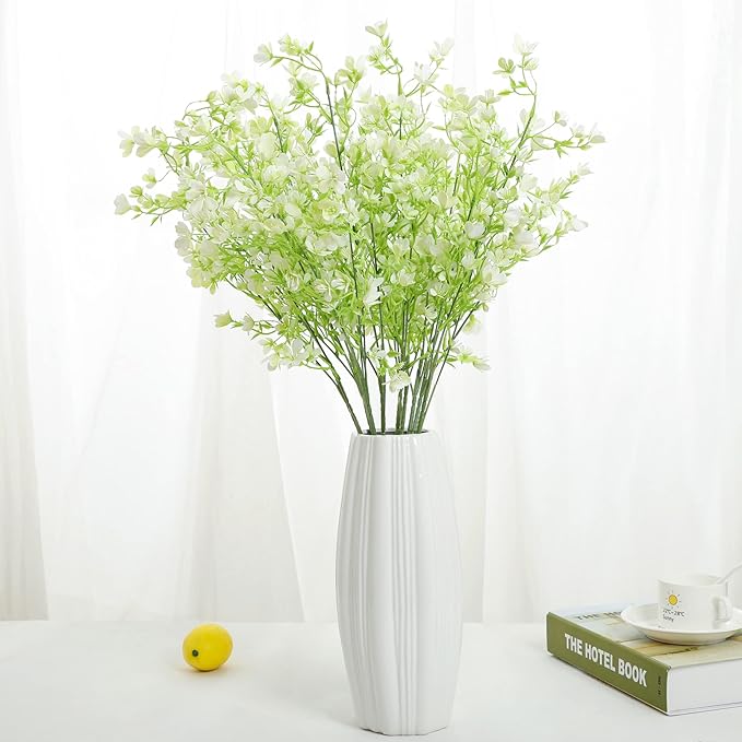 Grand Verde 29” White Plastic Flowers Artificial Bouquet Faux Greenery Long Stems for Tall Vase, DIY Crafts Home Decoration, Bulk 5pcs
