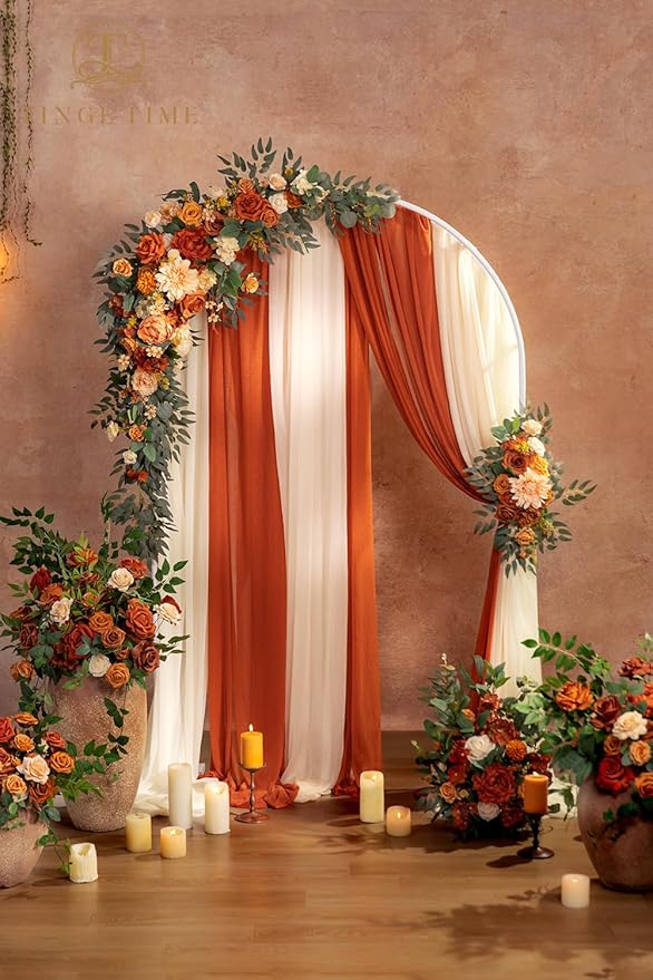 TINGE TIME Artificial Arch Flowers Kit Pack of 5, Fall Wedding Decorations for Reception with Hanging Flowers, Wedding Arch Silk Floral Arrangements Ceremony Backdrop Bridal Shower Outdoor Party Decor