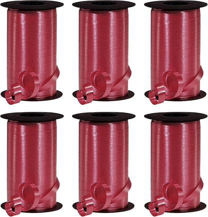 PMU Curling Ribbon - Crimped Texture Curling Ribbons for Gift Box, Birthday Party Decorations, Festival Art Craft & Christmas Décor - Burgundy Marsala 3/8 Inch X 250 Yards, Pkg/6