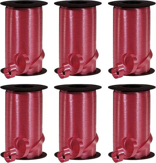 PMU Curling Ribbon - Crimped Texture Curling Ribbons for Gift Box, Birthday Party Decorations, Festival Art Craft & Christmas Décor - Burgundy Marsala 3/8 Inch X 250 Yards, Pkg/6