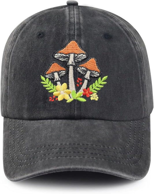 Cute Flower Hat, Elegant Floral Embroidered Adjustable Baseball Cap for Men Women, Gifts for Flower Lovers, Black