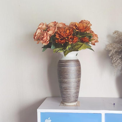 Ceramic Rustic Farmhouse Vase, 12.6" Large Vintage Flower vase Home Decor, Tall Boho Decorative Vases for Living Room, Table, Mantel, Shelf and Centerpieces Decor and Housewarming (D)