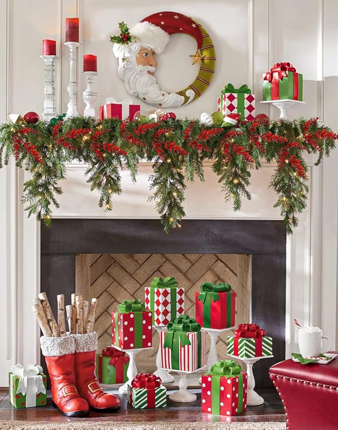 Hollyone 20 Pcs Glitter Artificial Eucalyptus Branches 13" Christmas Eucalyptus Pine Stems Picks Red Fake Eucalyptus Picks Stems for DIY Christmas Tree Garland Wreath Crafts Home Decoration