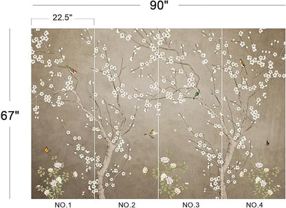 Eierme-Chinoiserie Wall Decor. Background Wall China Style Mural Wallpaper Peel and Stick 90" x 67"