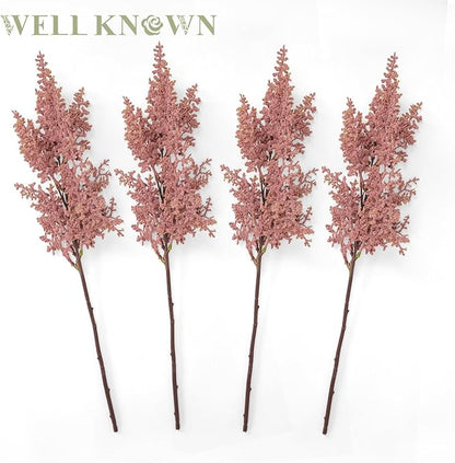 WELL KNOWN 4 Pcs Glitter Artificial Cedar Spray 19.5" Pink Floral Picks Faux Cedar Pine Branches Stems, DIY Pink Floral Arrangements for Home Vase Wedding Wreath Xmas Tree Holiday Decoration & Gift