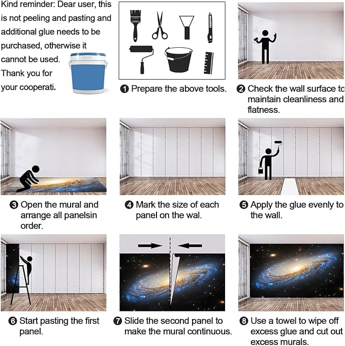 Spiral Galaxy Wall Mural, Outer Space 3D Wall Murals, Universe Wallpaper Mural, for Living Room Bedroom Large Wallpaper Indoor Decor 118" W x 82.6 "H