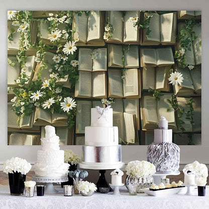 7x5ft Book Photography Backdrop Green Leaves Backdrop Book Butterfly Background for Kids Adults Birthday Lovers Party Decorations Supplies KUBYW008