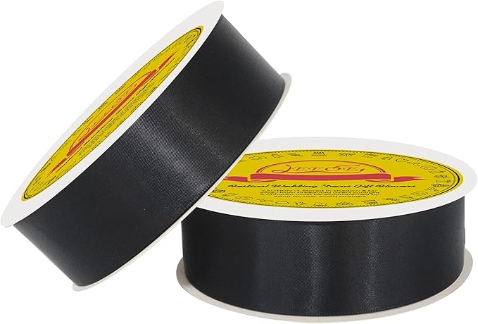 100 Yards Black Satin Ribbon Polyester Ribbon for Gift Wrapping Very Suitable for Weddings Party Hair Bow Invitation Decorations and More（1-1/2 inch X 50Yards X 2 Roll）