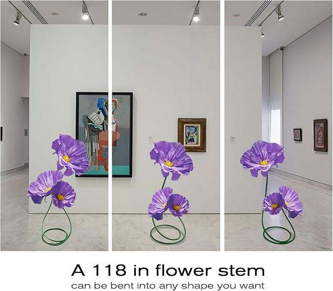 Fake Flower for Decoration, Artificial Flowers Decor with Stems for Wedding Baby Shower Birthday Christmas Party Banquet Backdrop Shop Window Display Props 3 Pack (Purple)