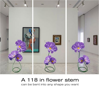 Fake Flower for Decoration, Artificial Flowers Decor with Stems for Wedding Baby Shower Birthday Christmas Party Banquet Backdrop Shop Window Display Props 3 Pack (Purple)