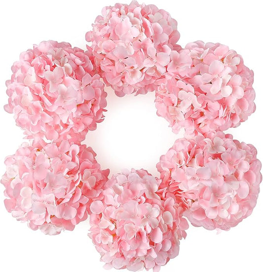 DuHouse Hydrangea Silk Flowers Artificial Flowers with Stem Fake Flower Heads for Wedding Centerpiece Home Decor Pack of 6 (Pink)