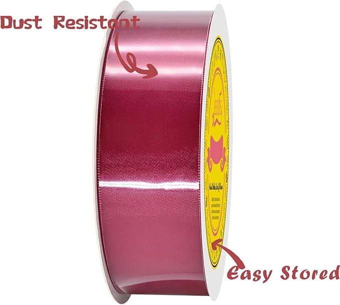 Double Face Beauty Red Satin Ribbon 1-1/2" X 50 Yards Polyester Beauty Red Ribbon for Gift Wrapping Very Suitable for Weddings Party Hair Bow Invitation Decorations and More