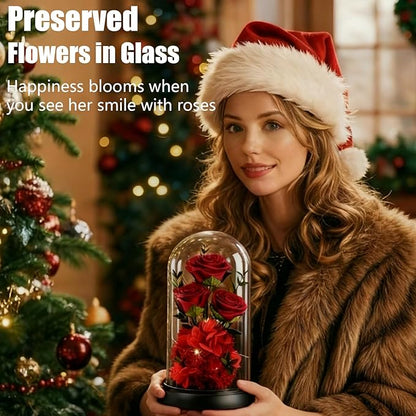 Birthday Gifts for Women Mom Fresh Flowers for Delivery Prime Forever Preserved Rose in Glass Dome Gifts for Her Girlfriend Grandma Daughter Wife Valentines Mothers Day Christmas Anniversary-Red