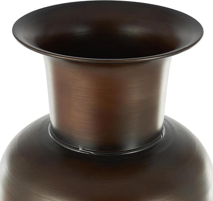 Deco 79 Metal Decorative Vase Tall Spotted Tapered Floor Centerpiece Vases with Brown Trumpet Tops, Set of 3 Flower Vases for Home Decoration 18", 39", 28" H, White