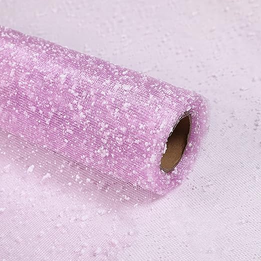 1Roll Flower Wrapping Mesh Paper Snow Dot Yarn Floral Bouquet Gift Packaging Paper Craft Net Paper Florist Supplies for Wedding Mothers Day Valentines Day 19.7inch x 4Yard (Light Purple)