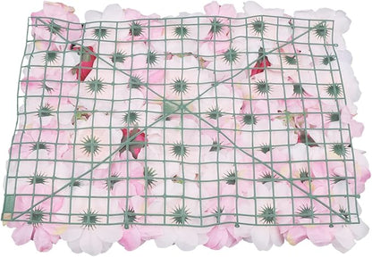 16"x 24" Artificial Flower Wall Panels,Flower Wall Mat Silk Flower Panels for Outdoor Garden Backyard Fence Fence Privacy Screen and Indoor Wall Decor (4Pcs Pink+Rose)