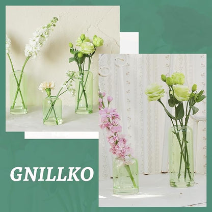 24Pcs Bud Vases Set, Glass Flower Vase for Centerpieces, Small Vases for Flowers, Decor Centerpiece for Bathroom, Decorative Vases for House Warming(Green)