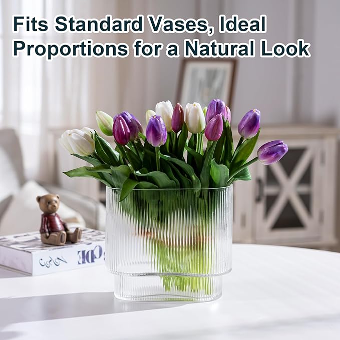 20PCS Fake Tulips Artificial Tulip Silk Flowers Fake PU Bouquet Artificial Flowers Faux Flowers with Gift Box Soft Faux Tulips Bouquets Arrangements for Party Wedding Home
