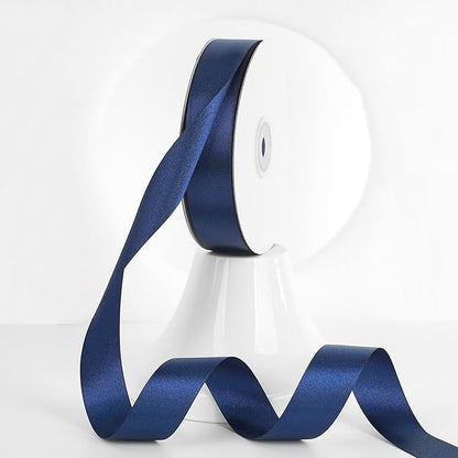 MEEDEE Navy Ribbon 1 Inch Navy Blue Satin Ribbon Lux Double Faced Satin Ribbons by 50 Yards Polyester Blue Wrapping Ribbons for Crafts, Weddings, Flower Bouquet, Holiday Decorating