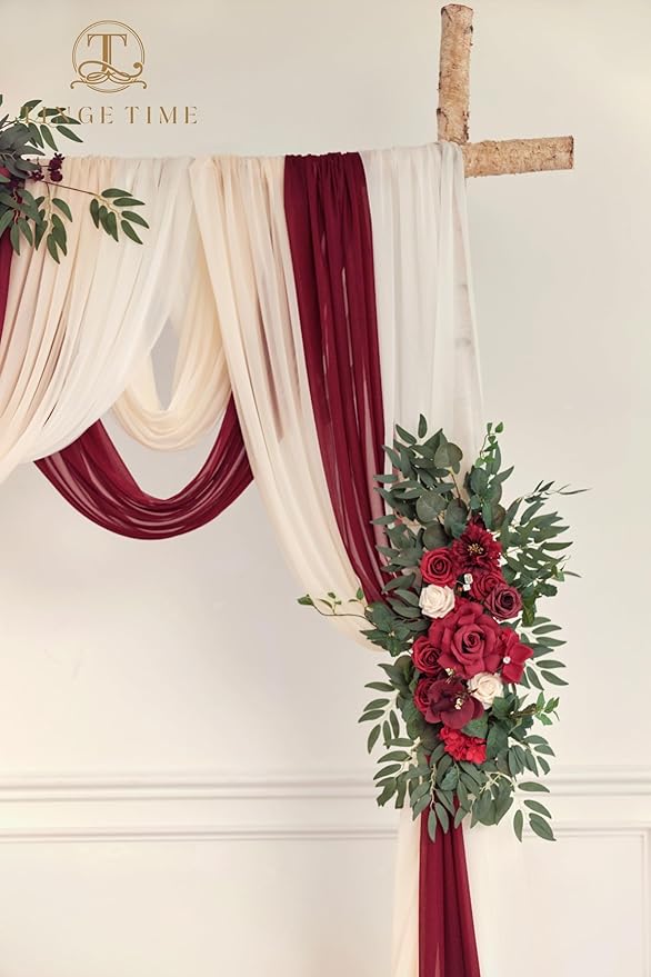 TINGE TIME Artificial Arch Flowers Kit Pack of 5, Wedding Decorations for Reception with Hanging Flowers, Wedding Arch Silk Floral Arrangements Ceremony Backdrop Bridal Shower Outdoor Party Decor