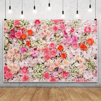 Leowefowa Floral Wall Backdrop for Spring 10x6.5ft Vinyl Pink Rose Flowers Photography Background Wedding Bridal Baby Shower Birthday Party Decorations Photo Studio Booth Props Banner