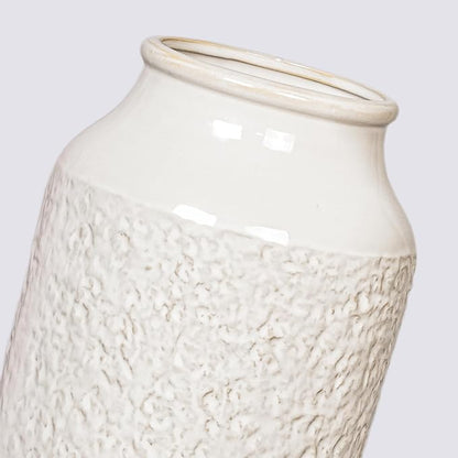White Ceramic Vase, Minimalist White Vases for Flowers, Modern Decorative Vase for Home Decor, Centerpiece Wedding Dining Living Room Kitchen Decor 9 inch