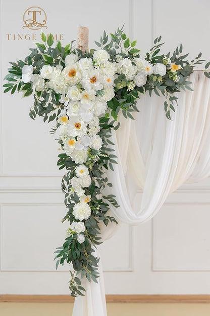 TINGE TIME Artificial Arch Flowers Kit Pack of 5, Wedding Decorations for Reception with Hanging Flowers, Wedding Arch Silk Floral Arrangements Ceremony Backdrop Bridal Shower Outdoor Party Decor