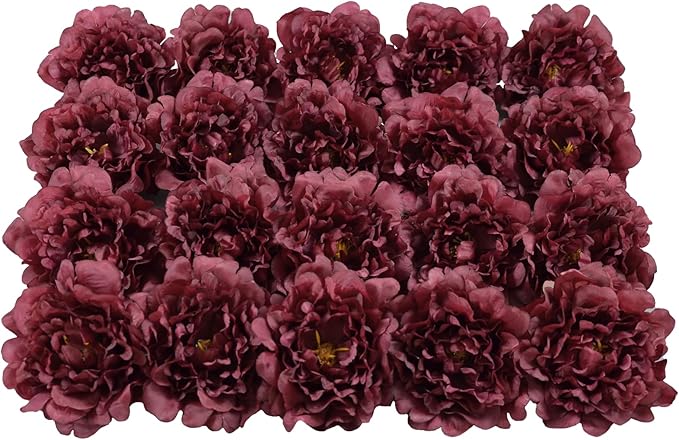 20pcs 5" Artificial Flower Peonies, Silk Peonies with 6" Stems, Flowers Suitable for Wedding Bouquets, Home Party Decoration (Wine Red)