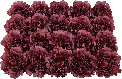20pcs 5" Artificial Flower Peonies, Silk Peonies with 6" Stems, Flowers Suitable for Wedding Bouquets, Home Party Decoration (Wine Red)