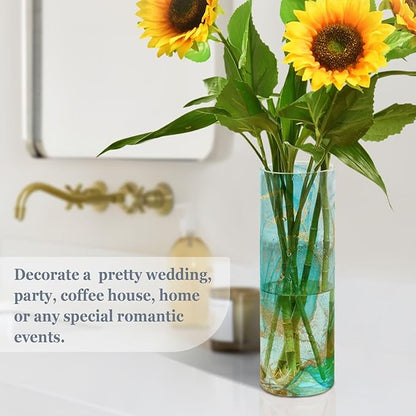 Vase Plastic Vase Elegant Cylinder Flower Vase Shatterproof Decorative Centerpiece for Home Table Office Weddings Events (11.8 x 3.9 in)