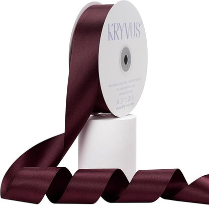 Burgundy Satin Ribbon, Double Faced 1-1/2 Inch X 50 Yards Burgundy Ribbon, Premium Satin Ribbon for Gift Wrapping, Crafts, Hair Bow Making, Sewing, Flower Bouquet, Wedding Party Decor