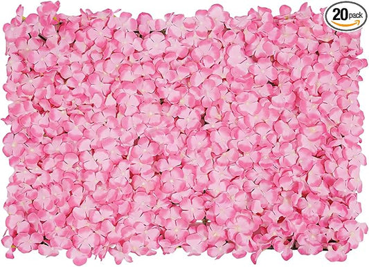 20Pcs 16"x 24" Artificial Flower Wall Panels,Flower Wall Mat Silk Flower Panels for Outdoor Garden Backyard Fence Fence Privacy Screen and Indoor Wall Decor (20Pcs Pink)